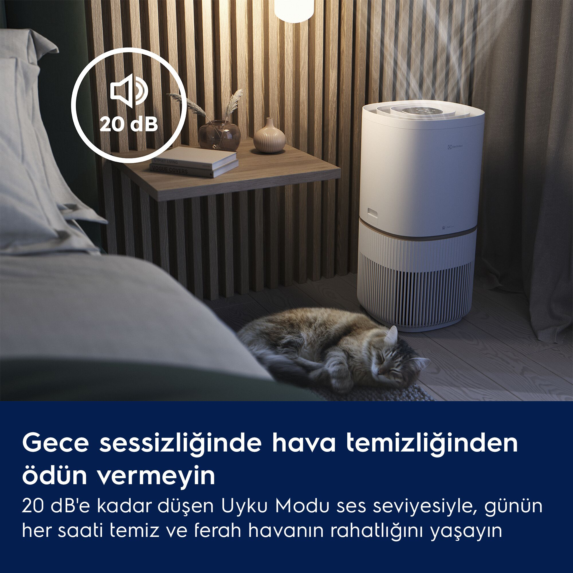 ELECTROLUX Pure 500 XL PetCare Hava Temizleyici EPO51573SW, Evcil Hayvan Modu, 4 Aşamalı HEPA Filtre, Sessiz Mod