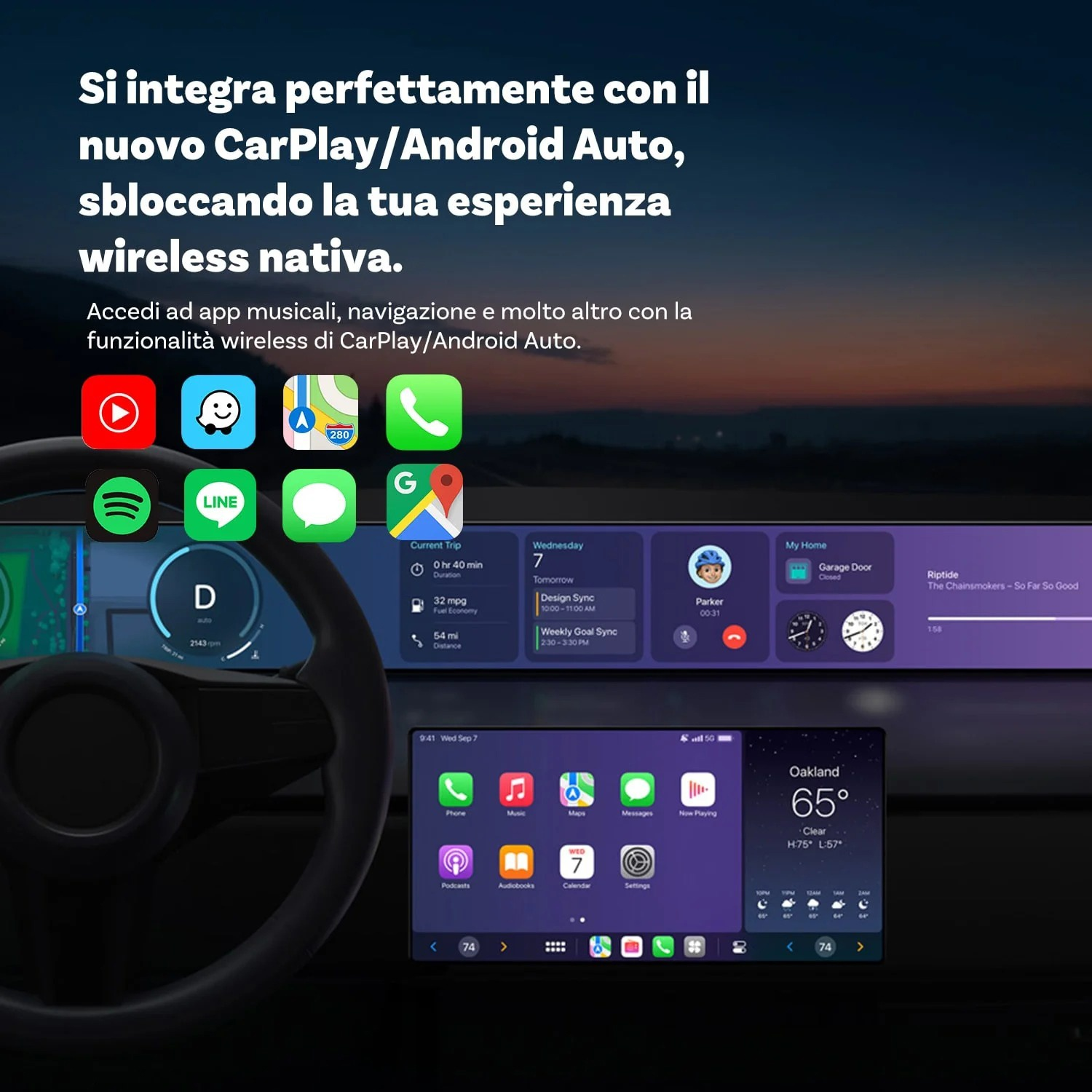 ADATTATORE WIRELESS Ottocast MINI FLOW CARPLAY