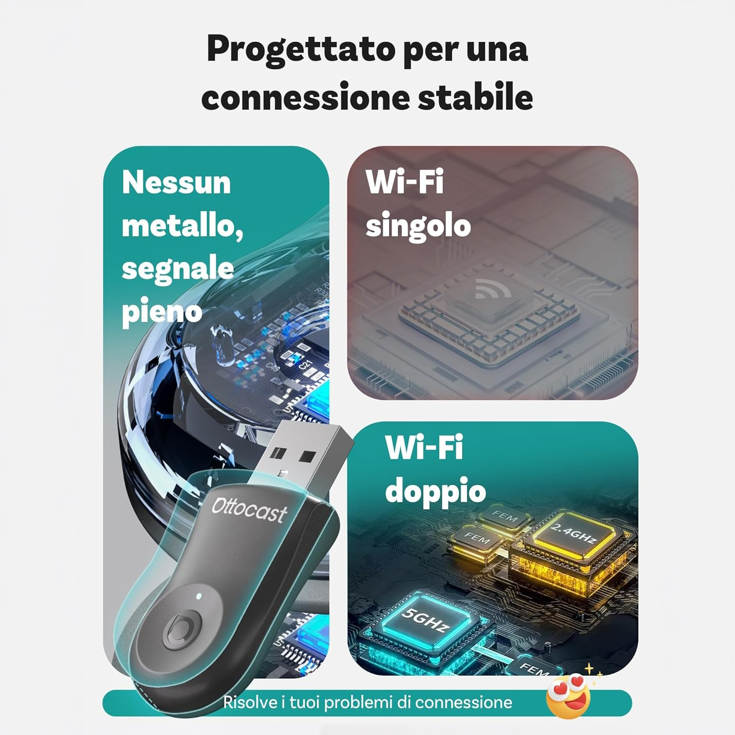 ADATTATORE WIRELESS Ottocast MINI FLOW CARPLAY