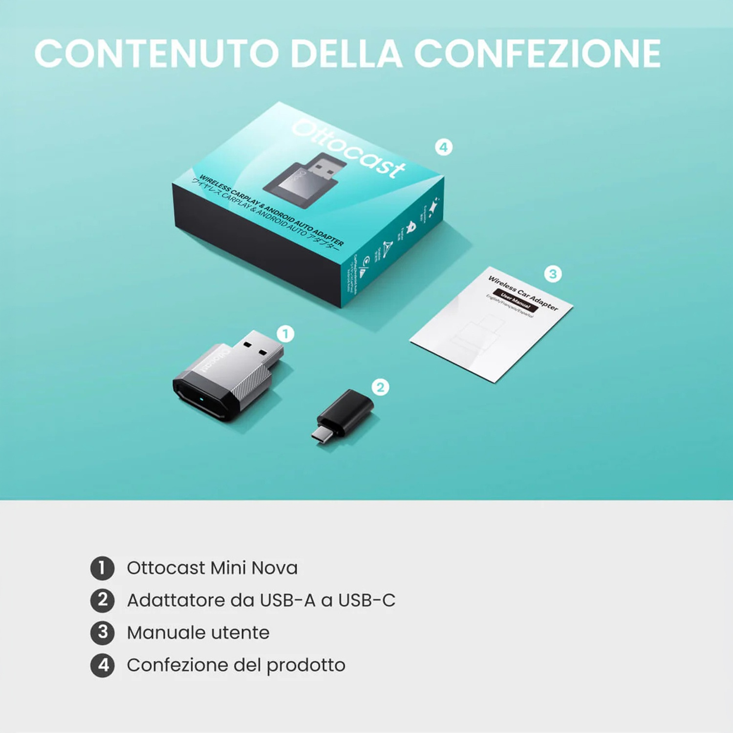 ADATTATORE WIRELESS Ottocast MINI NOVA WIRELESS