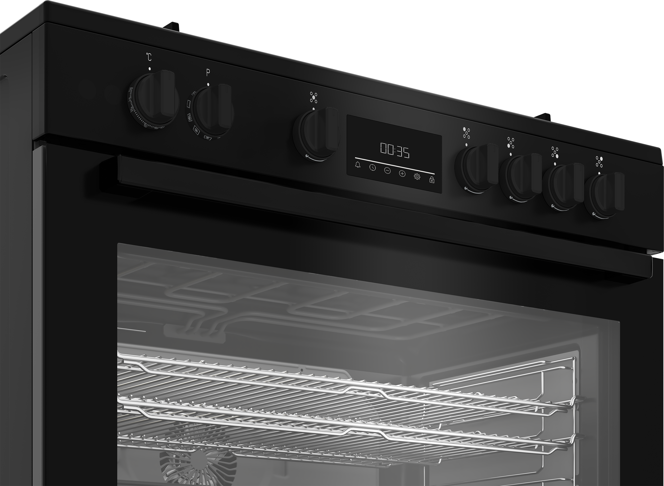 BEKO BGM11226EB Kombinált tűzhely, fekete, 5 gázégő (1 Wok), Multisütő, 9 funkció, 111 l, 90 cm széles
