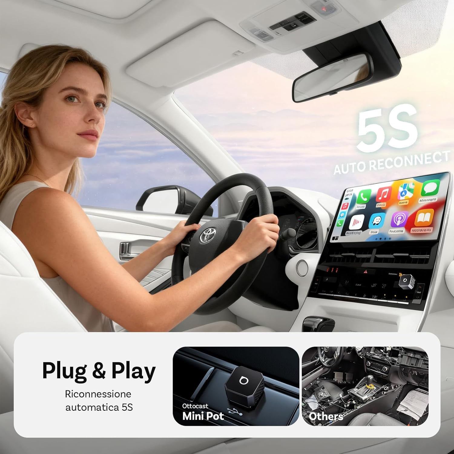 Accessorio Ottocast MINI POT WIRELESS CARPLAY