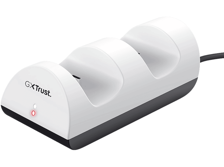Base de carga - Trust GXT 254, Compatible con PS5, Para 2 mandos, Blanco