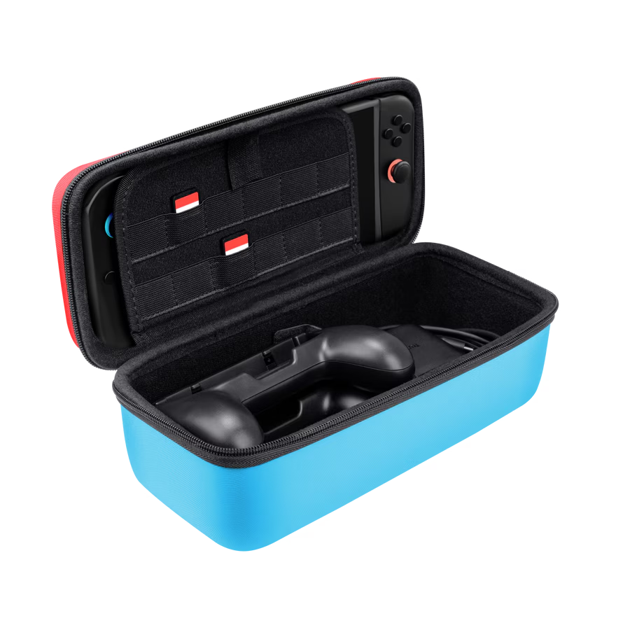 Funda Nintendo Switch 2 - Trust GXT1252RB XL, Nintendo Switch 2, Rígida, Tamaño XL, Roja y Azul