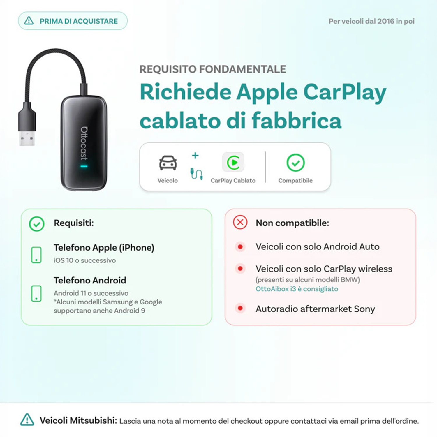 ADATTATORE WIRELESS Ottocast PLAY2VIDEO ULTRA WIRELESS CARPLAY