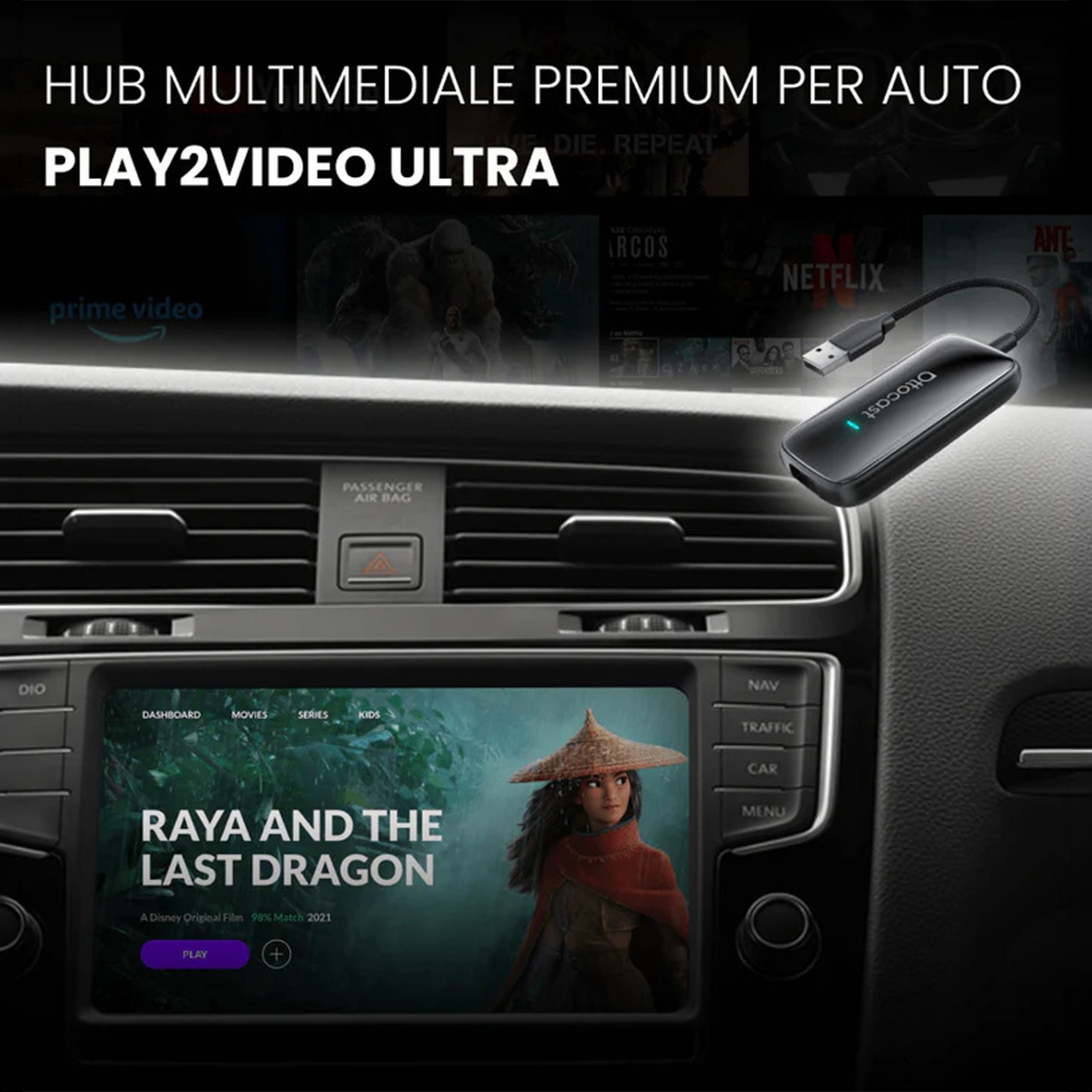 ADATTATORE WIRELESS Ottocast PLAY2VIDEO ULTRA WIRELESS CARPLAY
