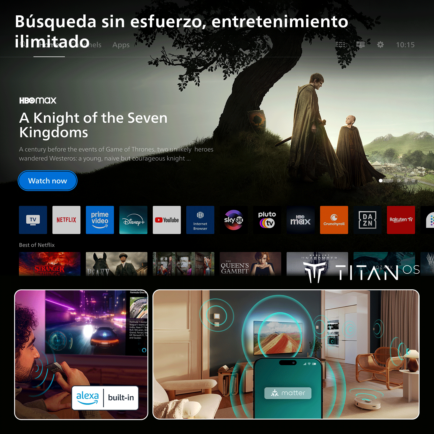 TV QLED 65" - Philips 65PQS8501/12, UHD 4K, Smart TV, Dolby Atmos, Titan OS, DVB-T2, Negro