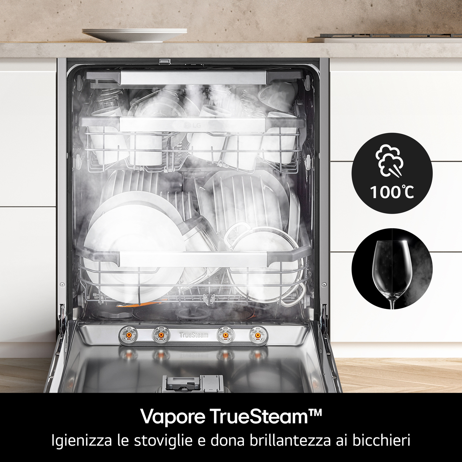 LAVASTOVIGLIE Libera installazione (FS) LG DF375HVS, Programmi 10, Dimensioni: L 60 cm, A 60 cm, P 85 cm, Rumorosità 43 dB(A), Consumo di acqua 9,5 l, Premium Silver, Classe A