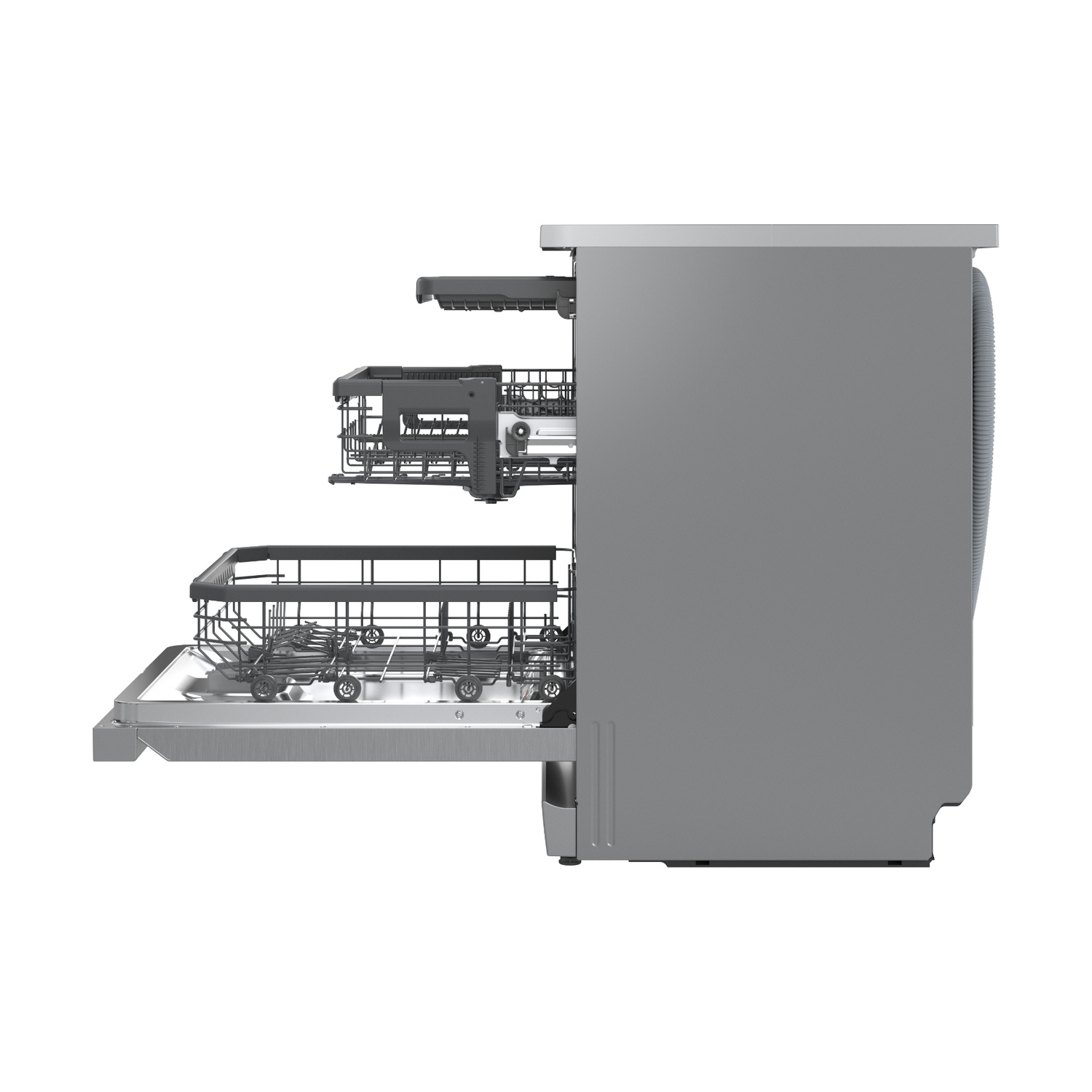 LAVASTOVIGLIE Libera installazione (FS) LG DF375HVS, Programmi 10, Dimensioni: L 60 cm, A 60 cm, P 85 cm, Rumorosità 43 dB(A), Consumo di acqua 9,5 l, Premium Silver, Classe A