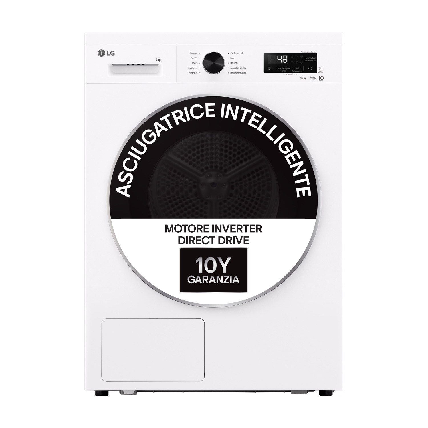 ASCIUGATRICE LG RNX1009NWK Condensazione, 9 kg, profondità 66 cm, 64 dB(A), Bianco, Classe C