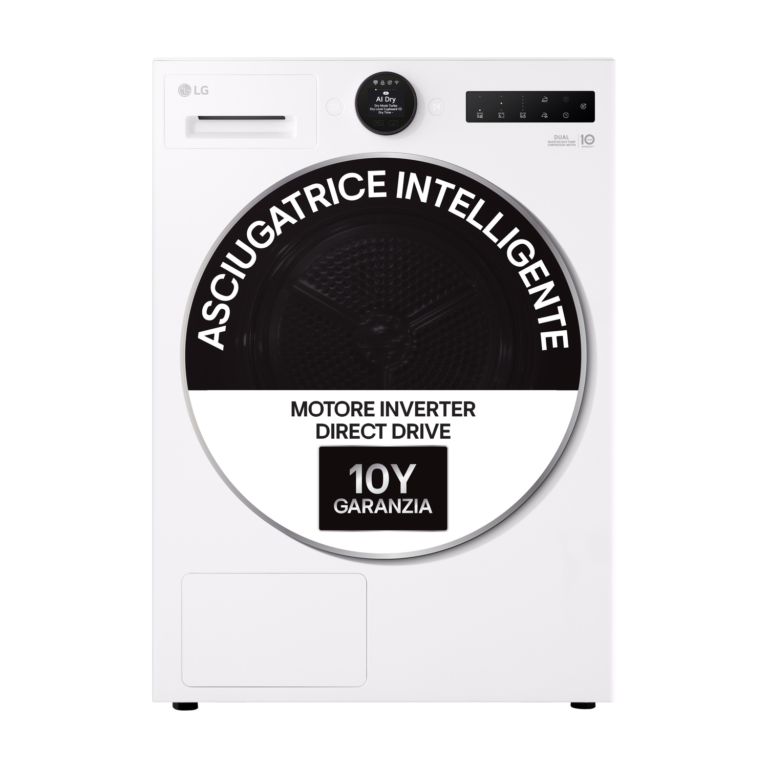 ASCIUGATRICE LG RHX7010TLB A pompa di calore, 10 kg, profondità 60 cm, 62 dB(A), white , Classe C