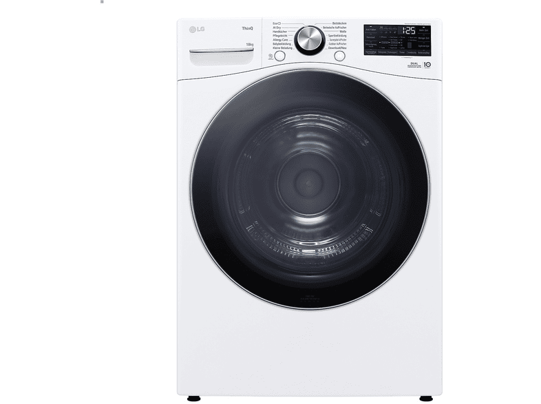 ASCIUGATRICE LG RH18U8AVCW A pompa di calore, 18 kg, profondità 82 cm, 63 dB(A), Bianca, Classe D