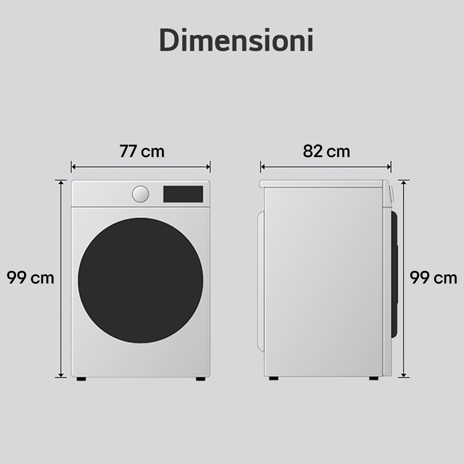ASCIUGATRICE LG RH18U8AVCW A pompa di calore, 18 kg, profondità 82 cm, 63 dB(A), Bianca, Classe D
