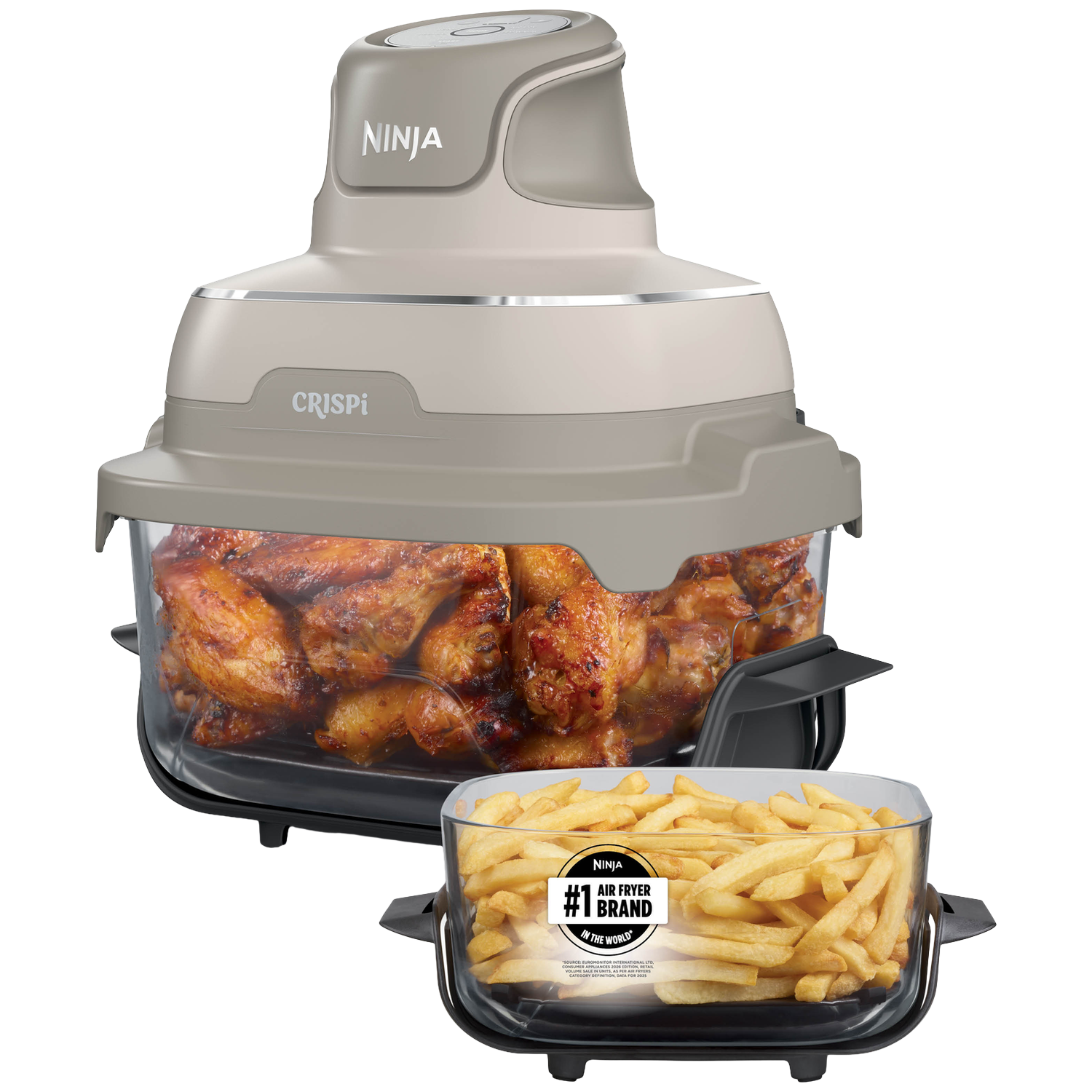Ninja Crispi 4-in-1 Glazen Airfryer - Frituurpan Beige 61 L 1700 W Aantal Frituurmanden: 2