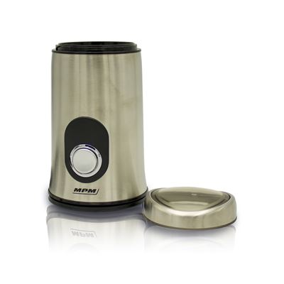 Molinillo de café - UNIVERSAL MMK-02M, 150 W, Capacidad 50 g, Carcasa de acero inoxidable, Tapa Transparente, Plata