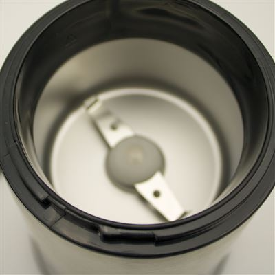 Molinillo de café - UNIVERSAL MMK-02M, 150 W, Capacidad 50 g, Carcasa de acero inoxidable, Tapa Transparente, Plata