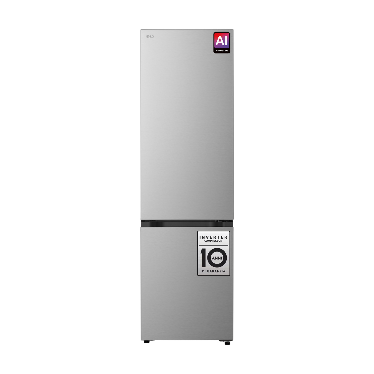 FRIGORIFERO COMBINATO LG GBBSJ20EPY Fit & Max, Capacità netta totale 375 l, Rumorosità: 35 dB(A), LAN wireless, 4 ripiani, Dimensioni: L 59,7 cm A 203 cm P 67,4 cm, Prime Silver, Classe E