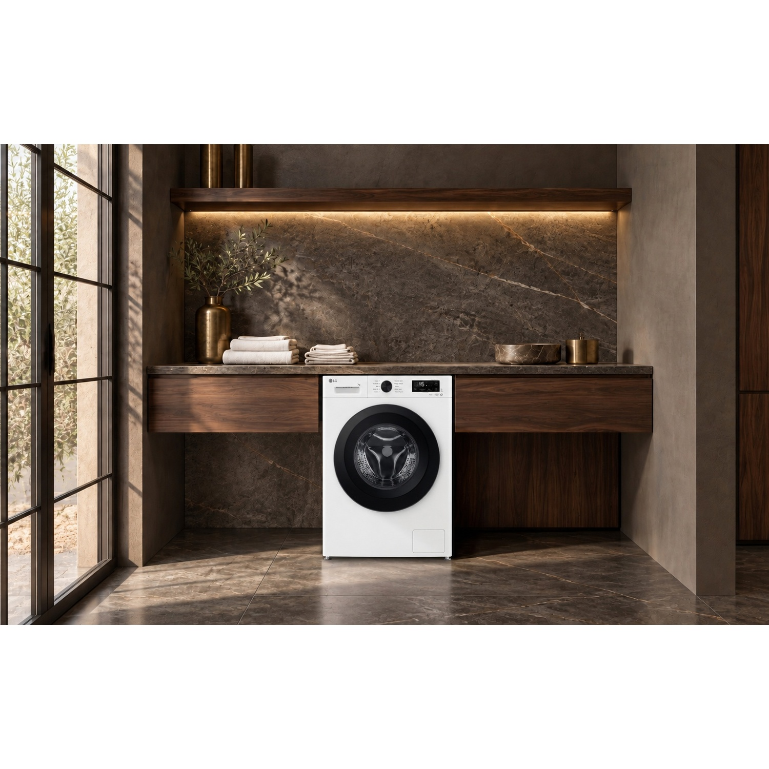 LG F2NX10S7NLK LAVATRICE SLIM, Caricamento frontale, 7 kg, 9 programmi, Profondità 44 cm, Giri 1200 rpm, White, livello rumorosità centrifuga 75 dB(A), Classe A