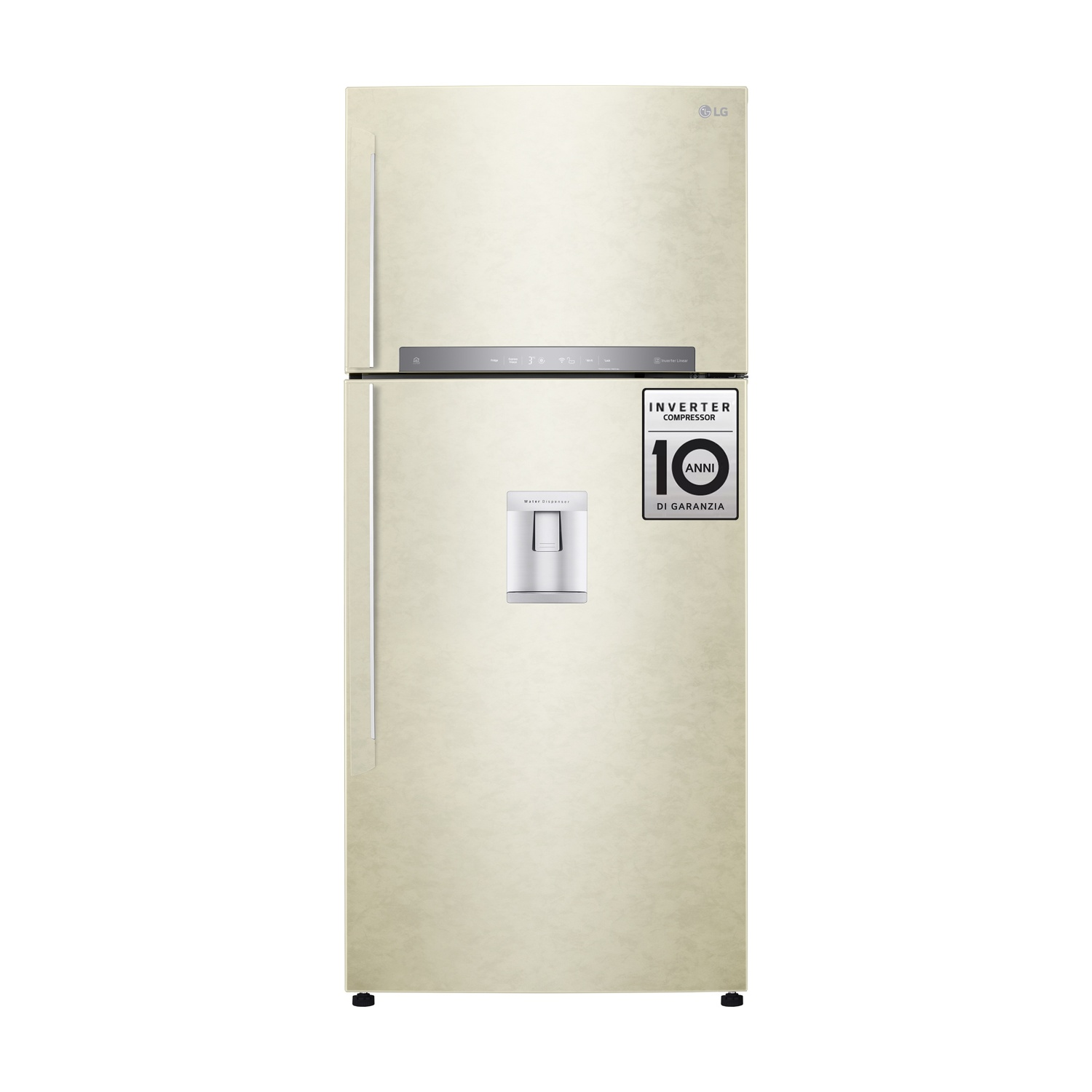 FRIGORIFERO DOPPIA PORTA LG GTF744SEPED, Capacità netta totale 509 l, Rumorosità: 43 dB(A), LAN wireless, Dispenser acqua, 3 ripiani, Dimensioni: L 780 cm A 180 cm P 730 cm, Beige, Classe E