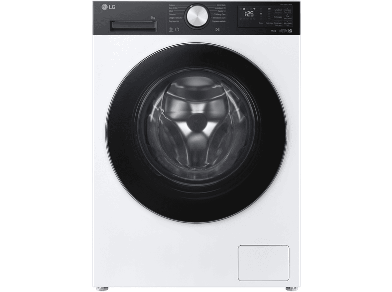 LG F2NX50S9TKC LAVATRICE SLIM, Caricamento frontale, 9 kg, 12 programmi, Profondità 47,5 cm, Giri 1200 rpm, Bianco + pannello nero, livello rumorosità centrifuga 71 dB(A), Classe A