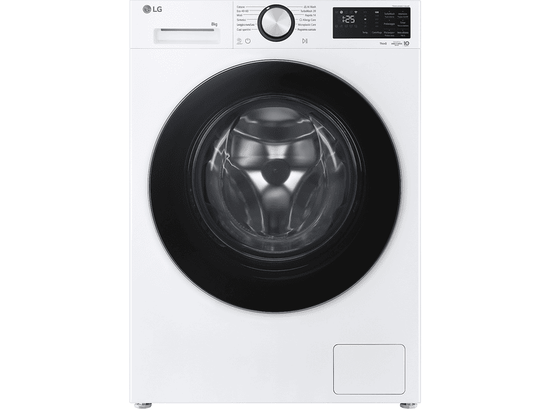 LG F2NX50S8TLC LAVATRICE SLIM, Caricamento frontale, 8 kg, 12 programmi, Profondità 47,5 cm, Giri 1200 rpm, Bianco, livello rumorosità centrifuga 71 dB(A), Classe A