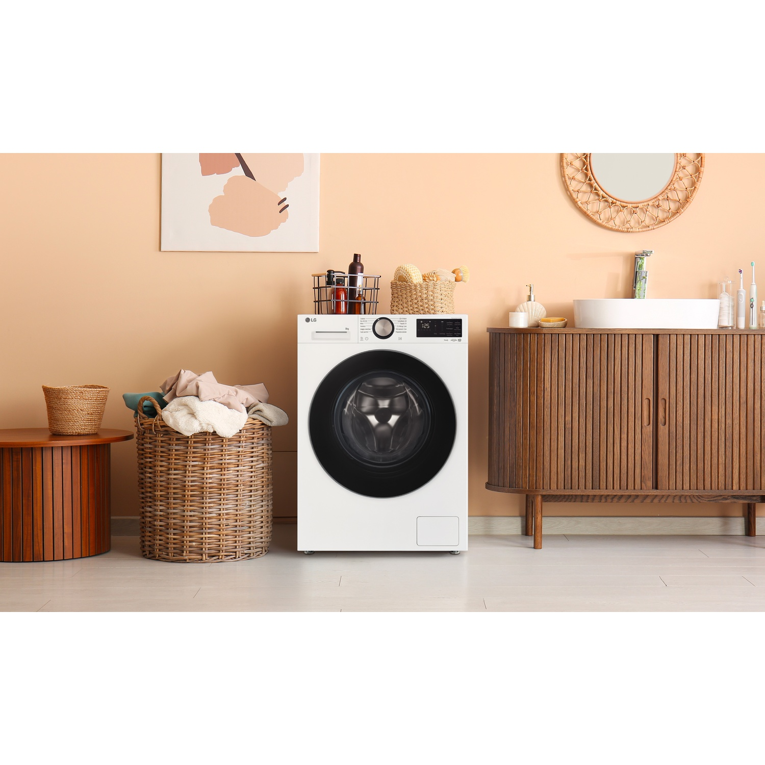 LG F2NX50S8TLC LAVATRICE SLIM, Caricamento frontale, 8 kg, 12 programmi, Profondità 47,5 cm, Giri 1200 rpm, Bianco, livello rumorosità centrifuga 71 dB(A), Classe A