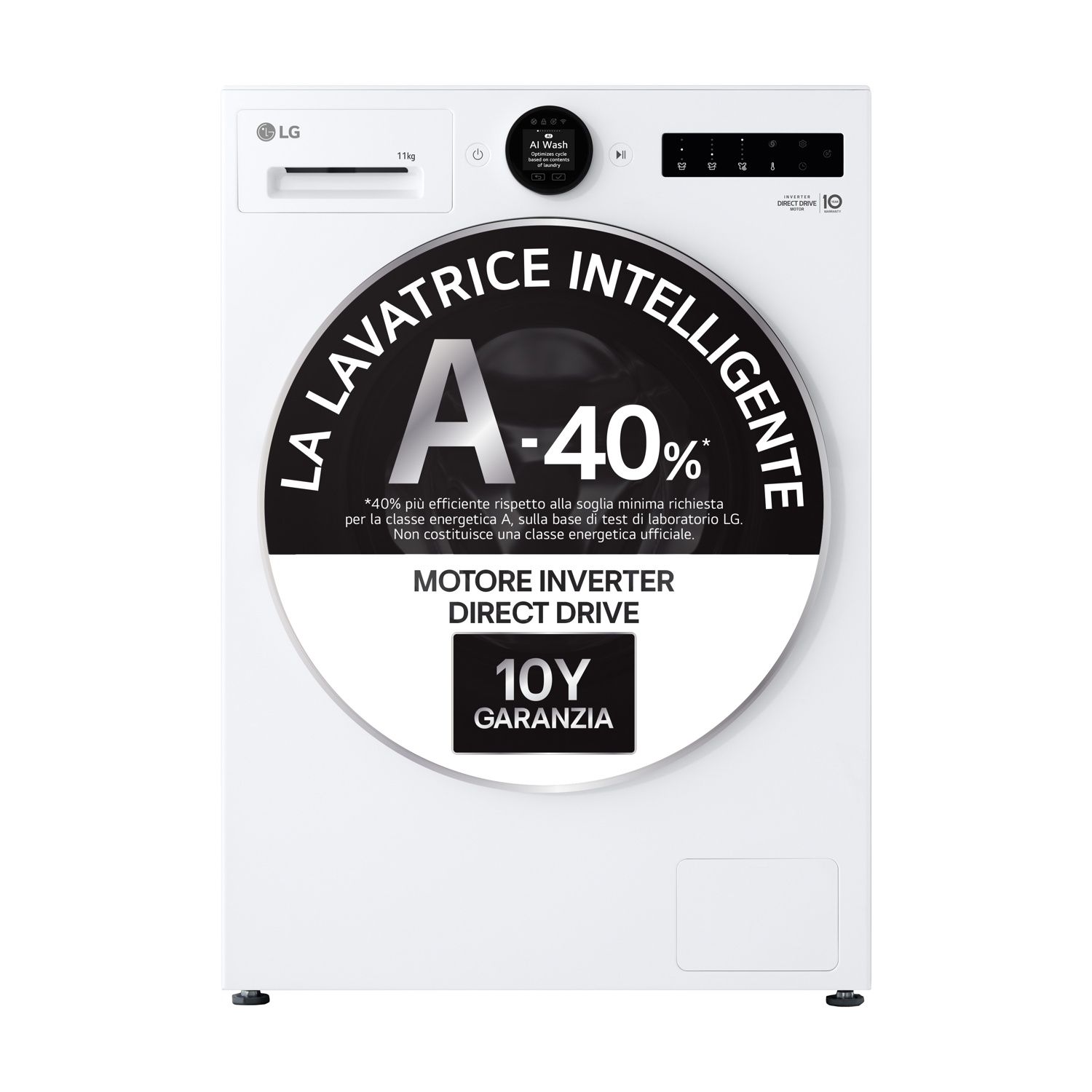 LG F4X7011TLB LAVATRICE, Caricamento frontale, 11 kg, 24 programmi, Profondità 56,5 cm, Giri 1400 rpm, WHITE, livello rumorosità centrifuga 71 dB(A), Classe A
