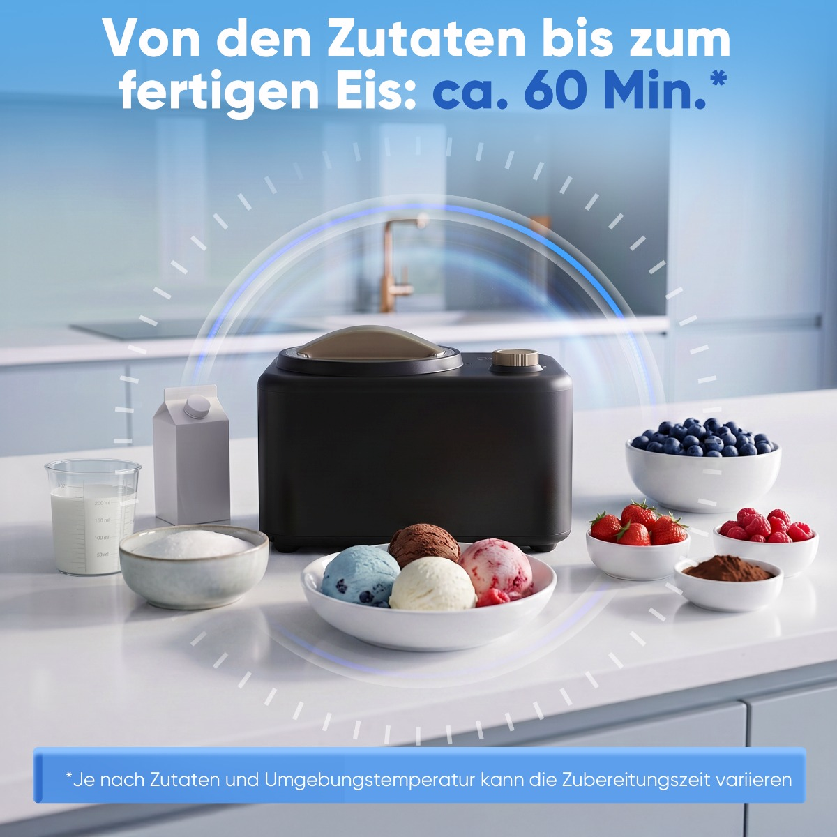 CLATRONIC ICM 3846 Eismaschine (100 Watt, 1 l, Schwarz)