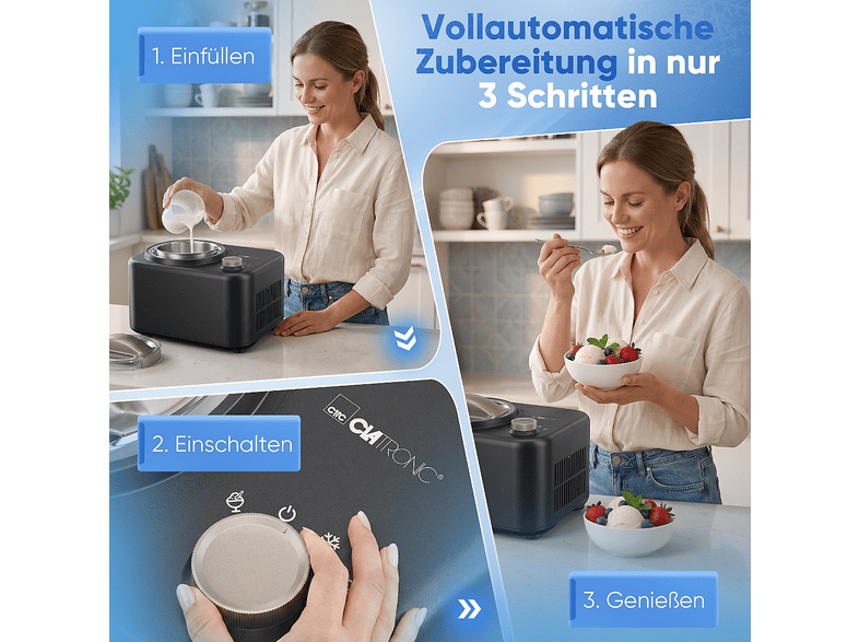 Clatronic ICM 3846 Eismaschine (100 Watt, 1 l, Schwarz) — Foto 5 von 5
