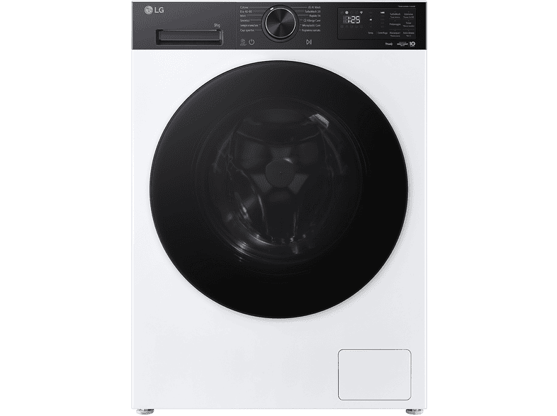 LG F4NX5009TKB LAVATRICE, Caricamento frontale, 9 kg, 12 programmi, Profondità 56,5 cm, Giri 1400 rpm, Bianco + pannello nero, livello rumorosità centrifuga 71 dB(A), Classe A
