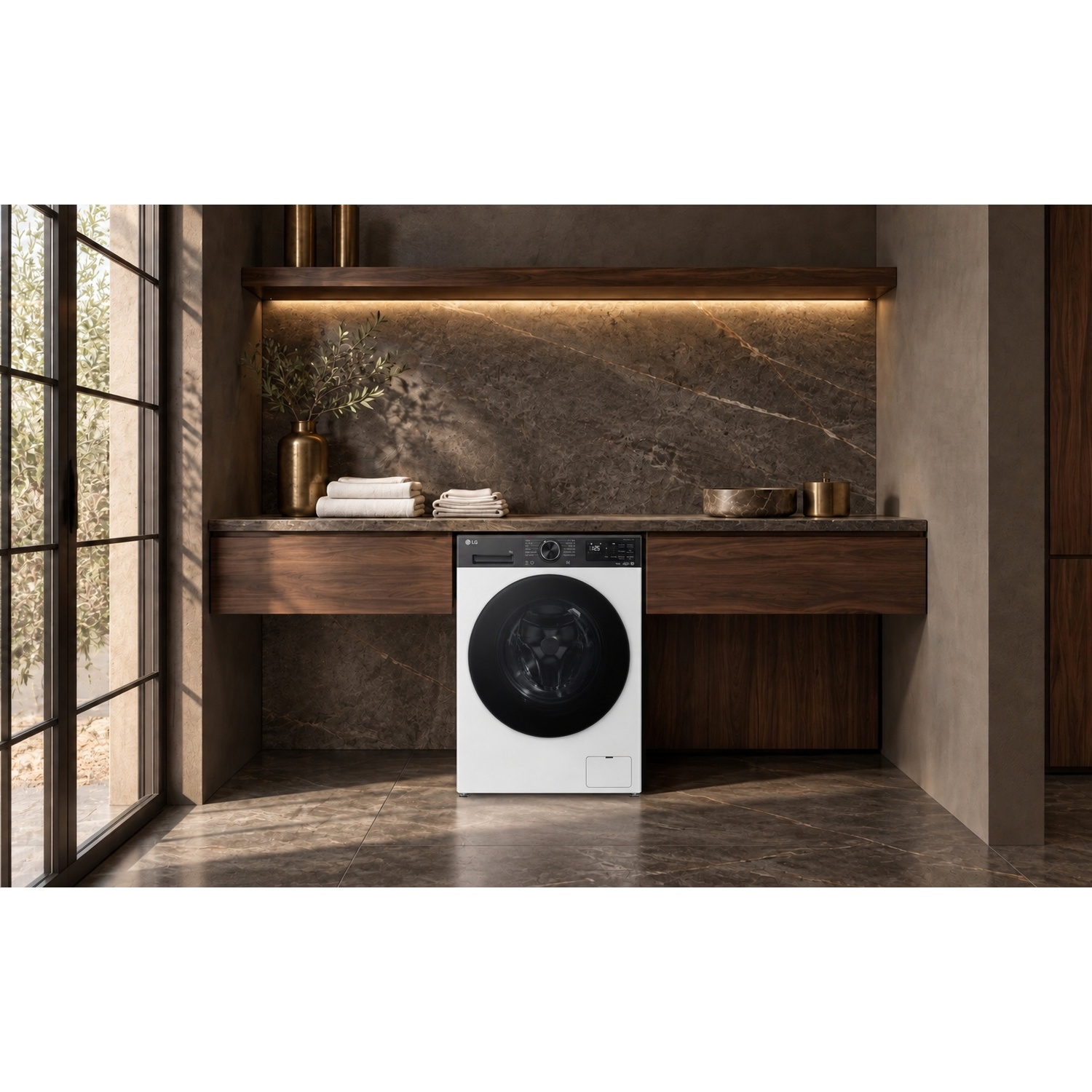 LG F4NX5009TKB LAVATRICE, Caricamento frontale, 9 kg, 12 programmi, Profondità 56,5 cm, Giri 1400 rpm, Bianco + pannello nero, livello rumorosità centrifuga 71 dB(A), Classe A