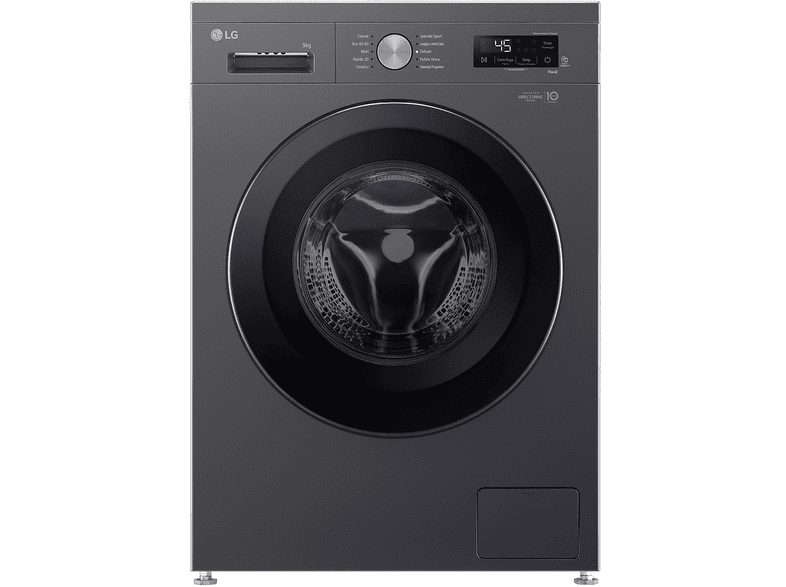 LG F4NX1009NMB Serie X1 LAVATRICE, Caricamento frontale, 9 kg, 10 programmi, Profondità 55 cm, Giri 1400 rpm, Middle Black, livello rumorosità centrifuga 75 dB(A), Classe A