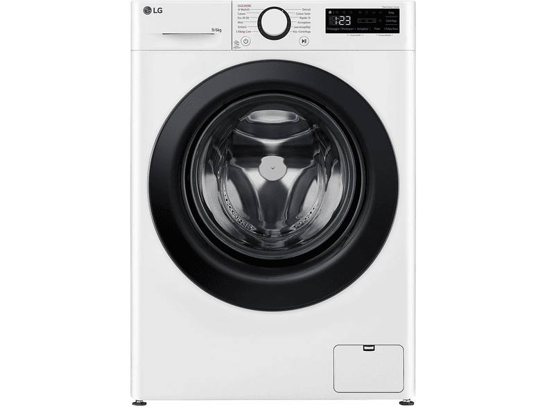 LG AI DD D4R3009NSWB LAVASCIUGA, Caricamento frontale, capacità lavaggio 9 kg, asciugatura 6 12 programmi, Profondità 56,5 cm, Giri 1400 rpm, Bianca, Classe D