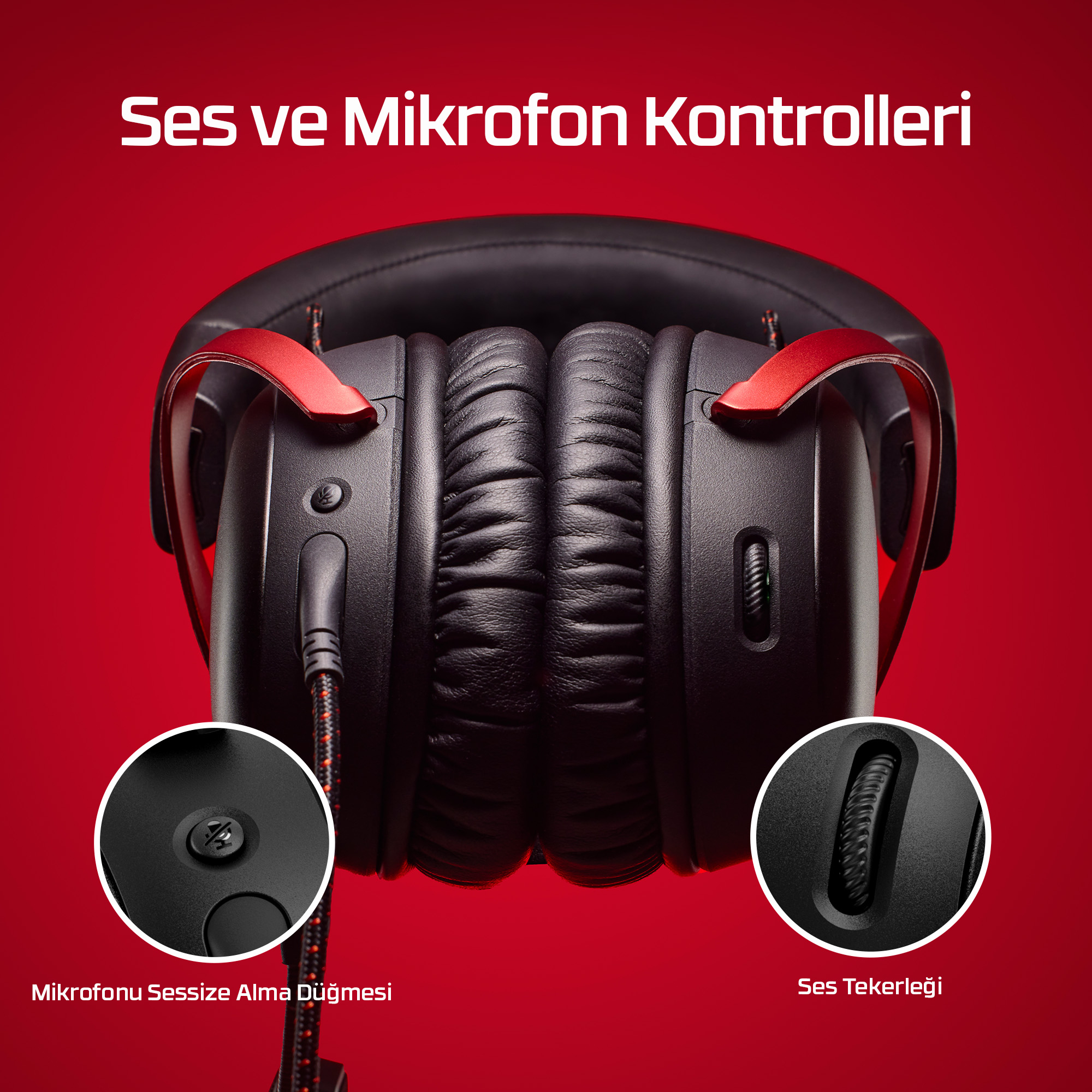 HYPERX Cloud III Red Headset 727A9AA Kablolu Kulak Üstü Kulaklık Siyah Kırmızı
