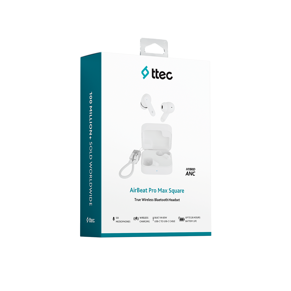 TTEC AirBeat Pro Max Square ANC TWS Bluetooth Kulak İçi Kulaklık Beyaz 2KM181B