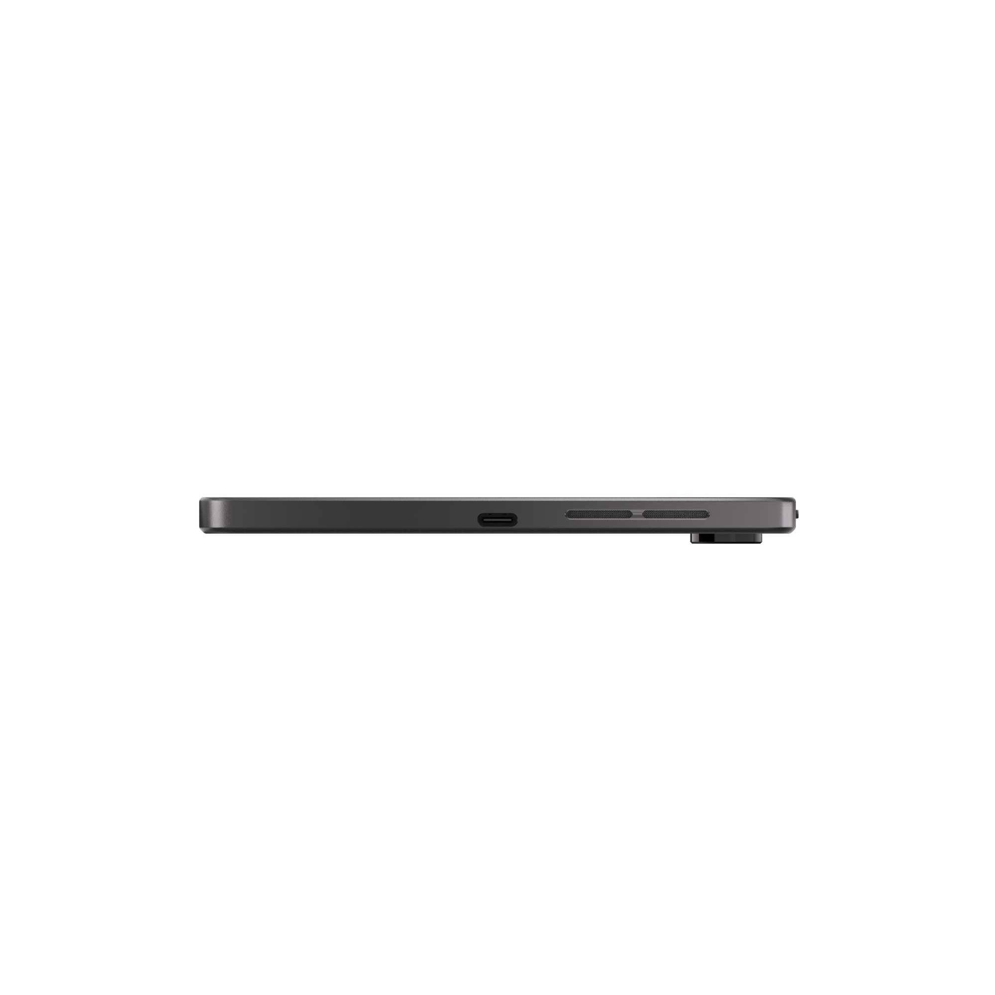 USB-C bağlantı noktası, hoparlör ızgarası ve mikrofon deliği olan koyu gri akıllı telefonun alt kenarı.