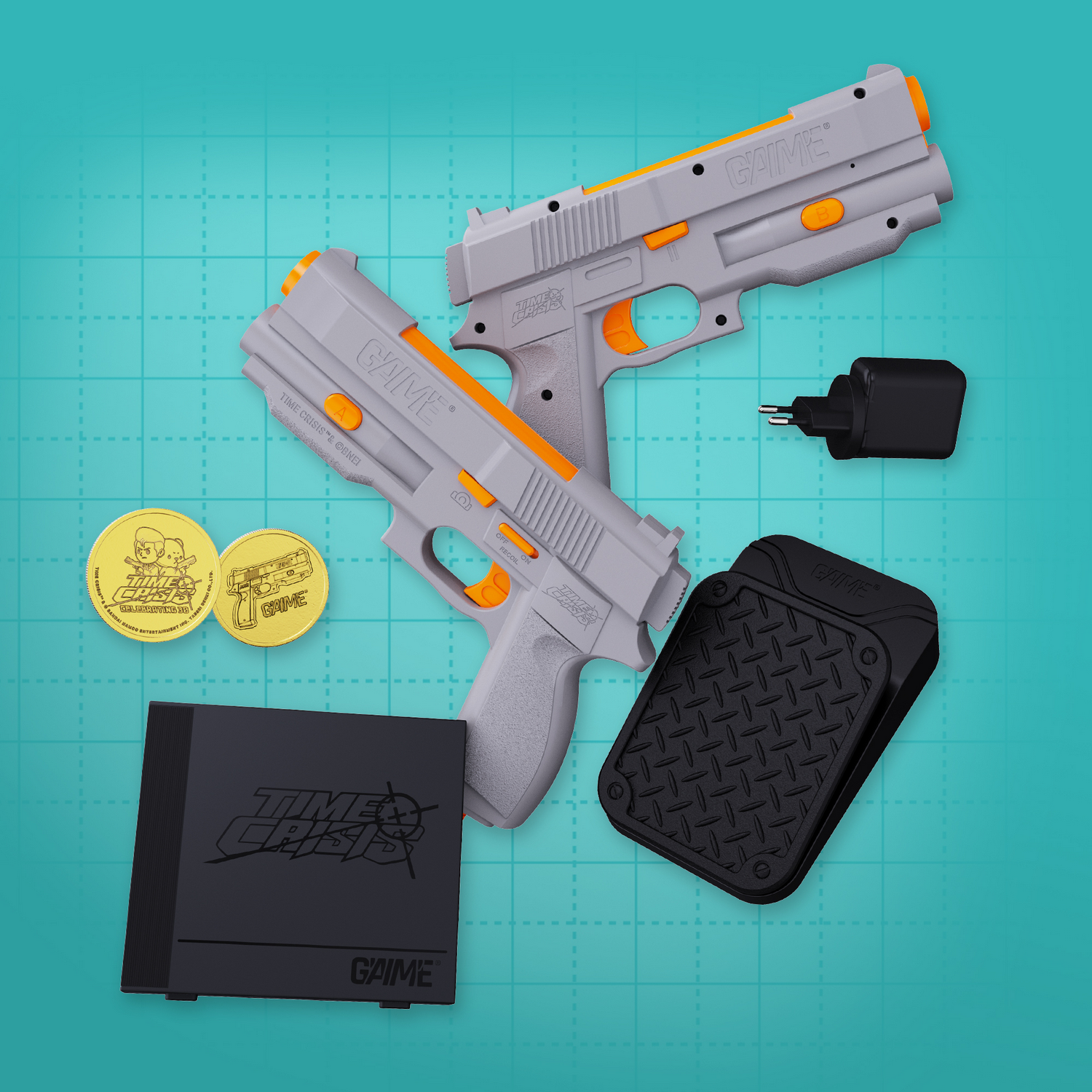 Consola retro - G'aim'e Time Crisis Ultimate Pack 2Guns, Gris