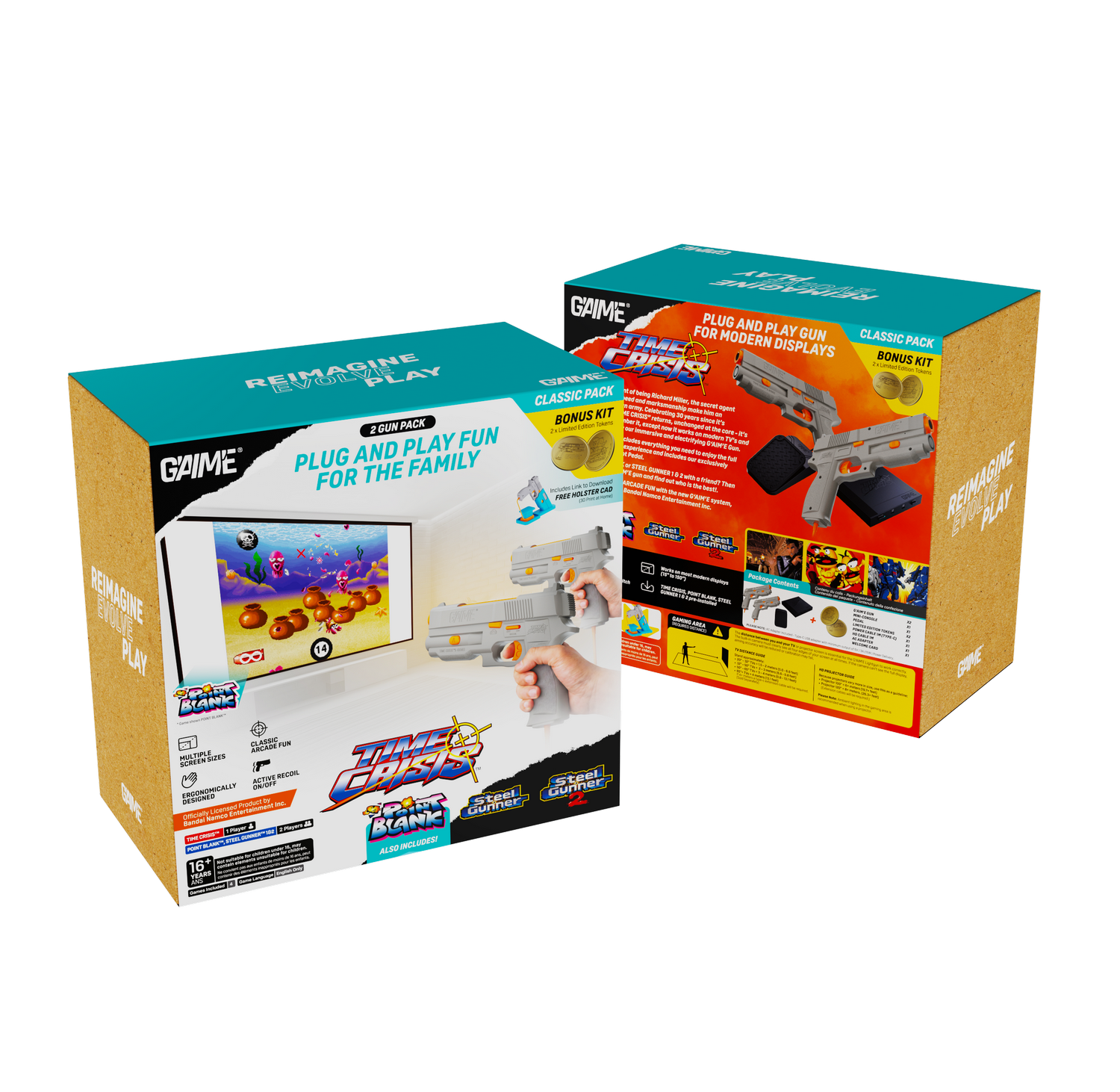 Consola retro - G'aim'e Time Crisis Ultimate Pack 2Guns, Gris