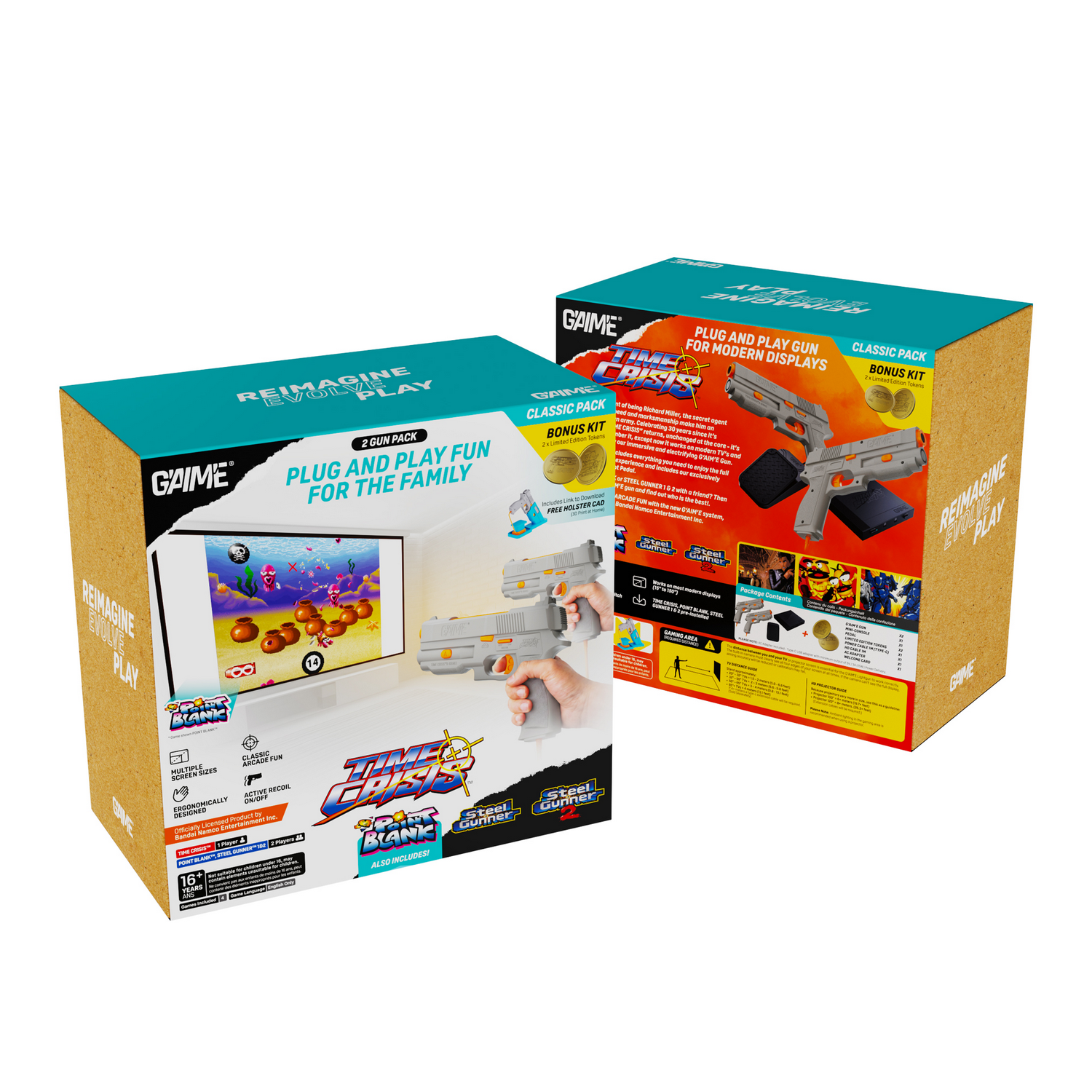 Consola retro - G'aim'e Time Crisis Ultimate Pack 2Guns, Gris