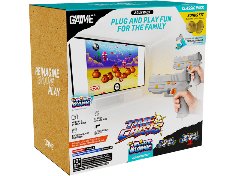 Consola retro - G'aim'e Time Crisis Ultimate Pack 2Guns, Gris