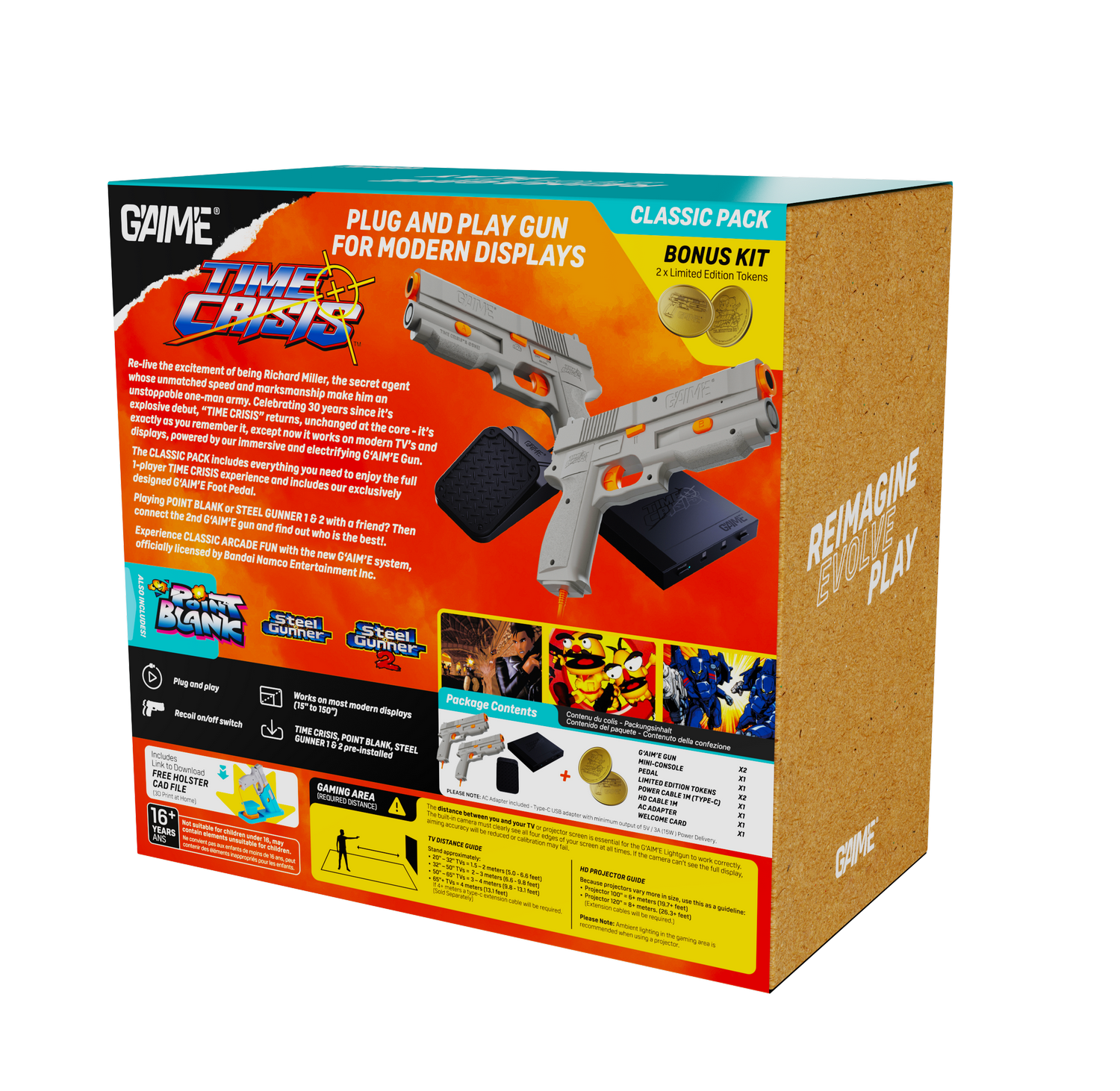 Consola retro - G'aim'e Time Crisis Ultimate Pack 2Guns, Gris