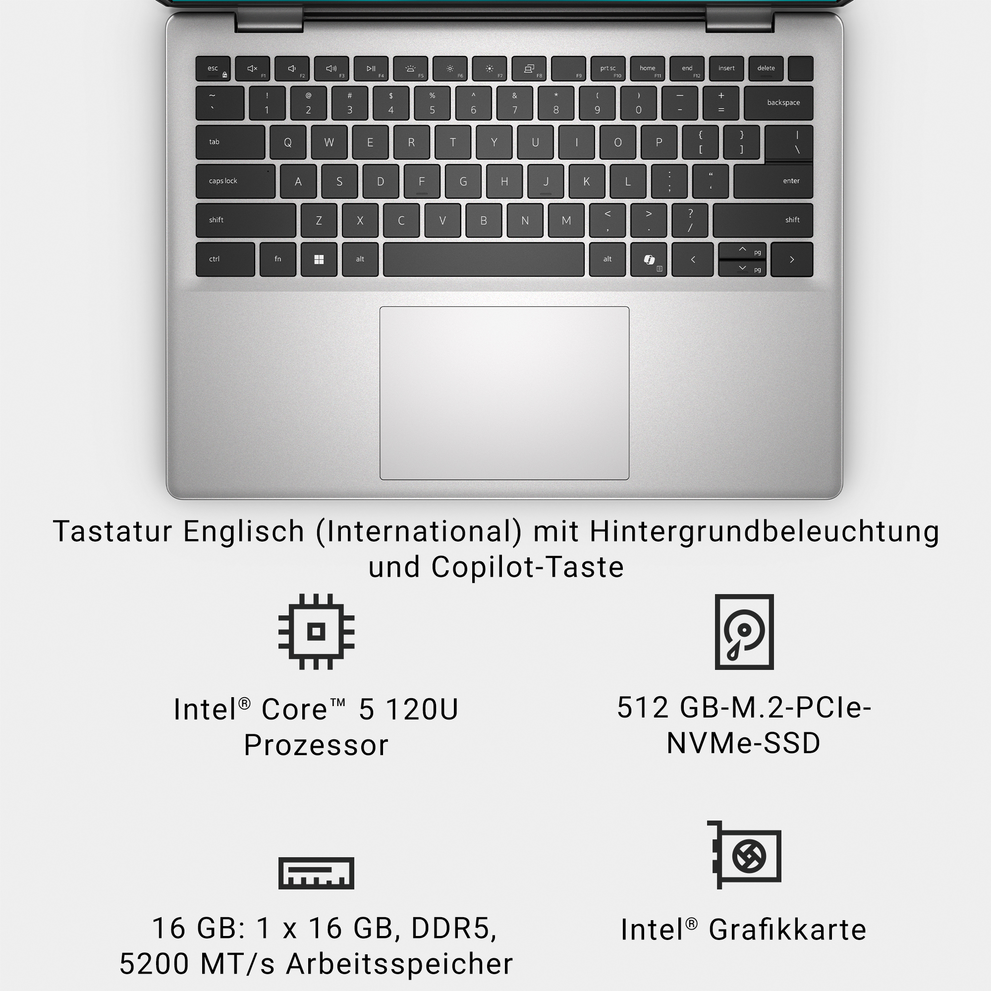 DELL 14 DC14250 - 14 Zoll - Intel® Core™ 5 120U - 16 GB - 512 GB - Intel® Onboard Graphics - Windows 11 Home