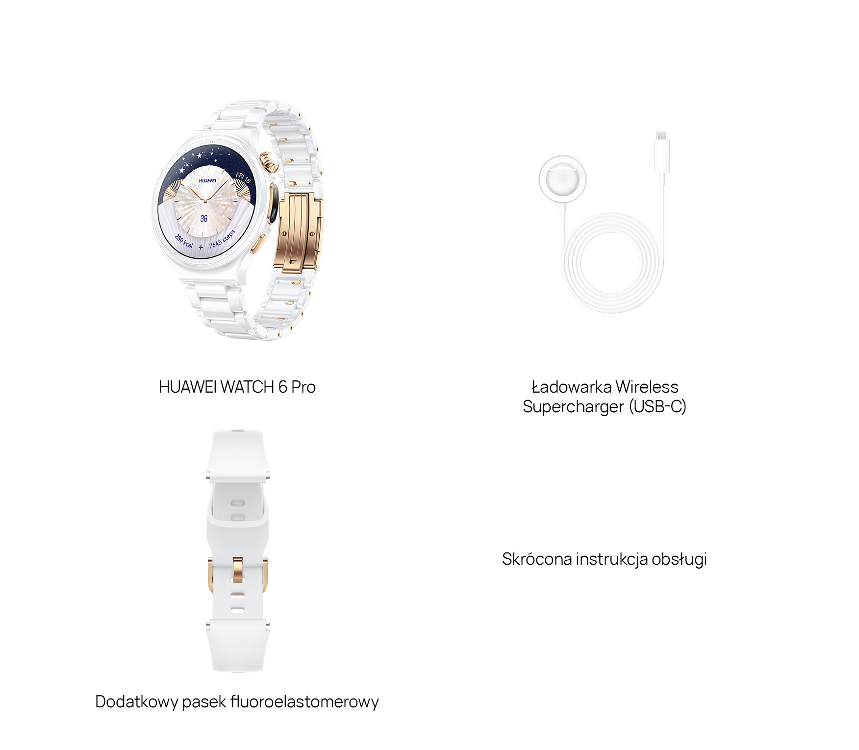 Smartwatch HUAWEI WATCH 6 Pro 43mm Ceramiczny Biało-złoty