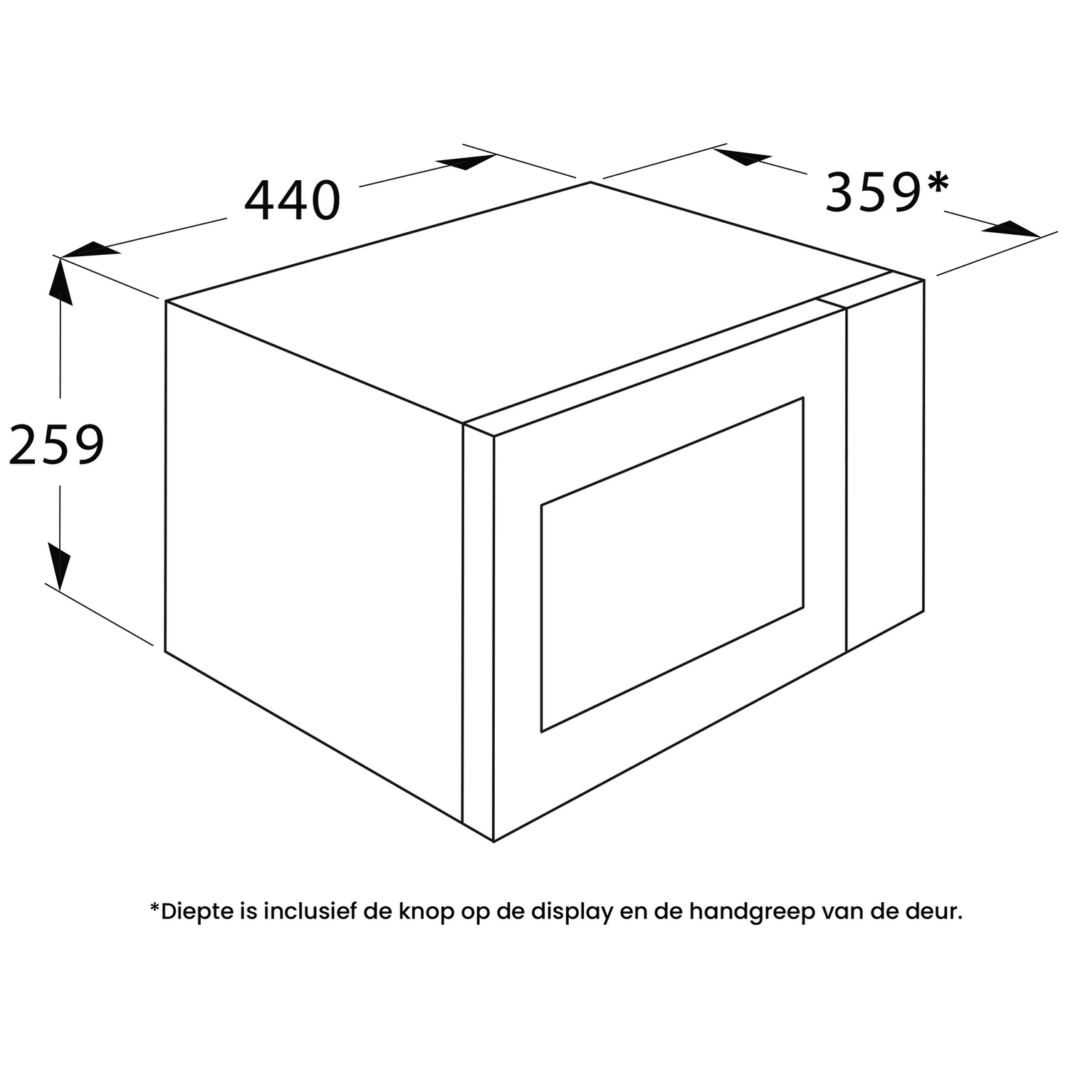 Line drawing of a rectangular appliance with dimensions 440 width, 359 depth, and 259 height in millimeters.
