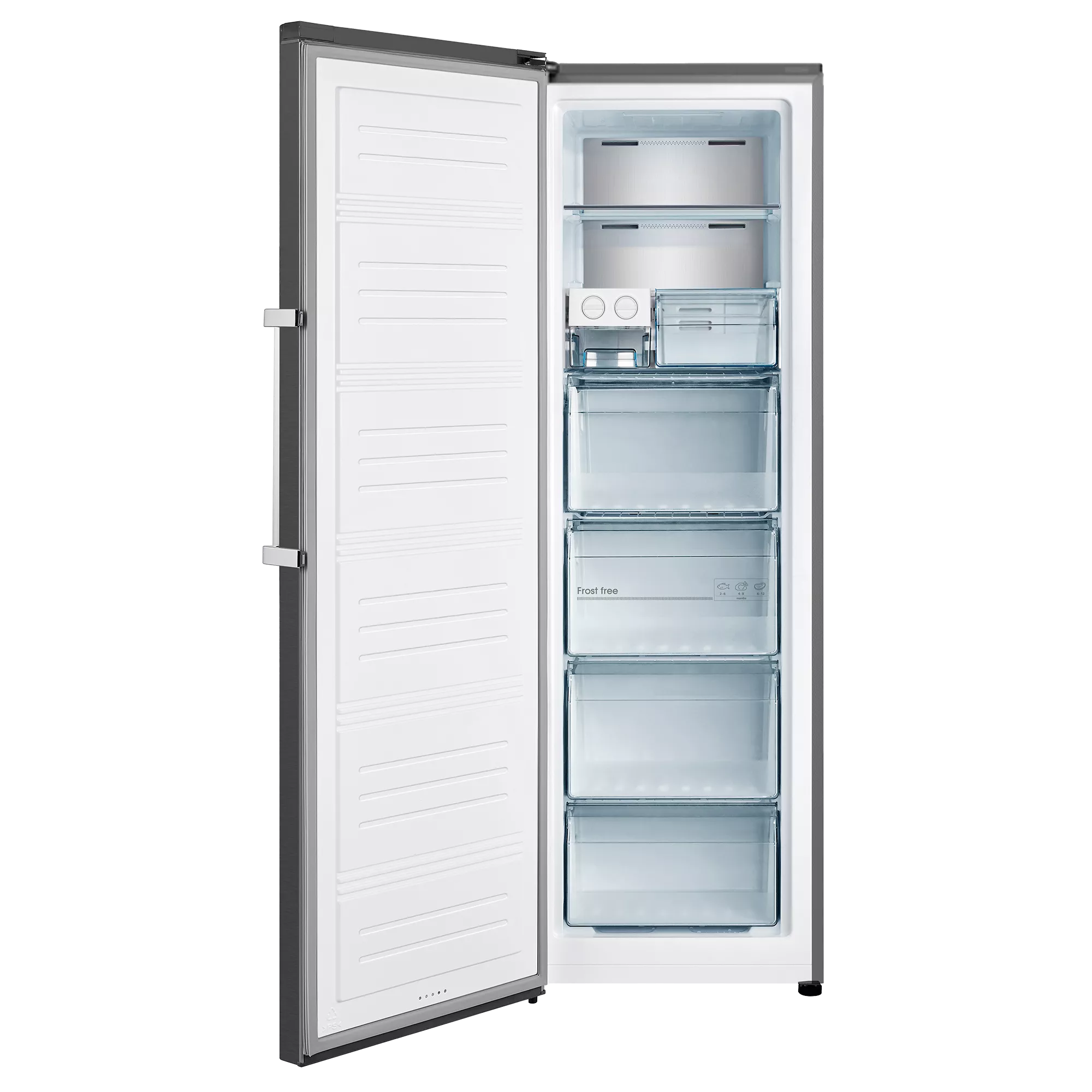 Congelador vertical - Infiniton CV-274L85XDB, 274 l, Alto 185.5 cm, No Frost, Metal Technology, LCD touchControl, Inox