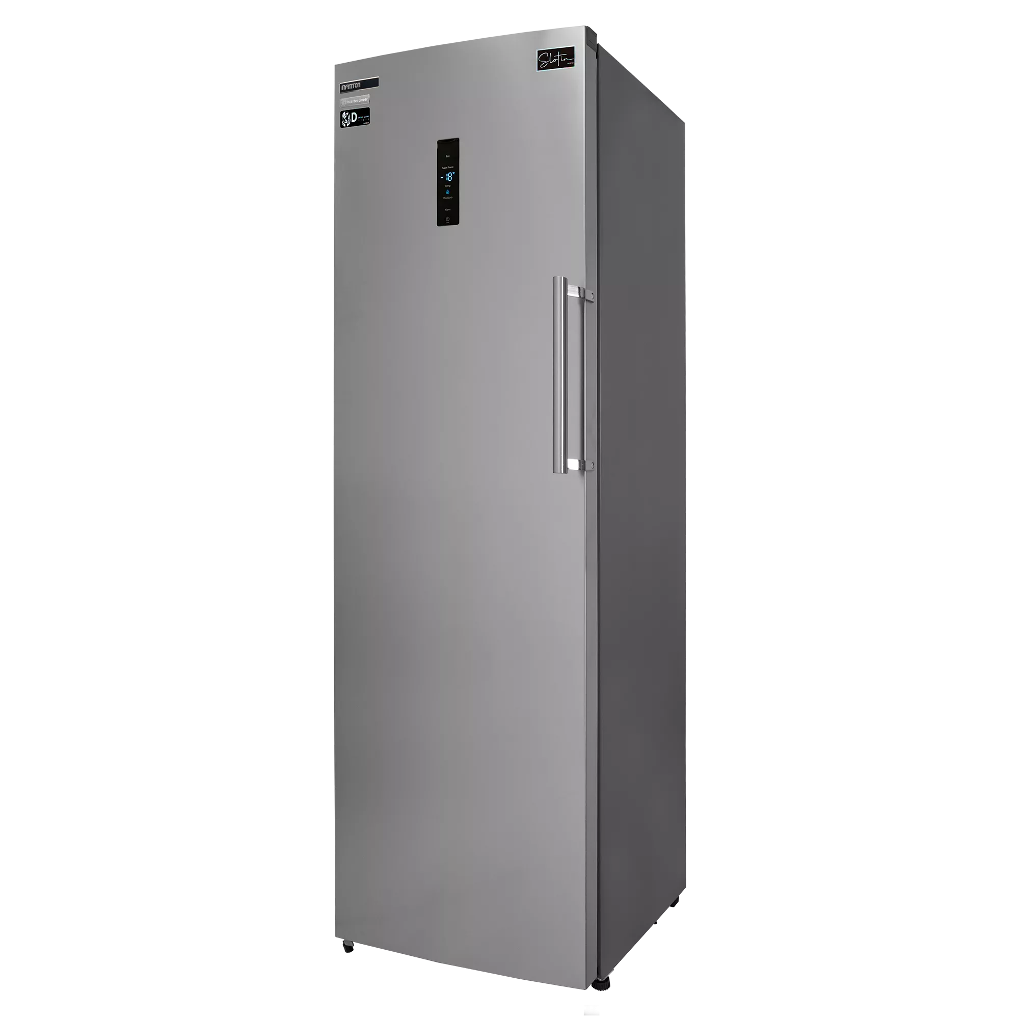 Congelador vertical - Infiniton CV-274L85XDB, 274 l, Alto 185.5 cm, No Frost, Metal Technology, LCD touchControl, Inox