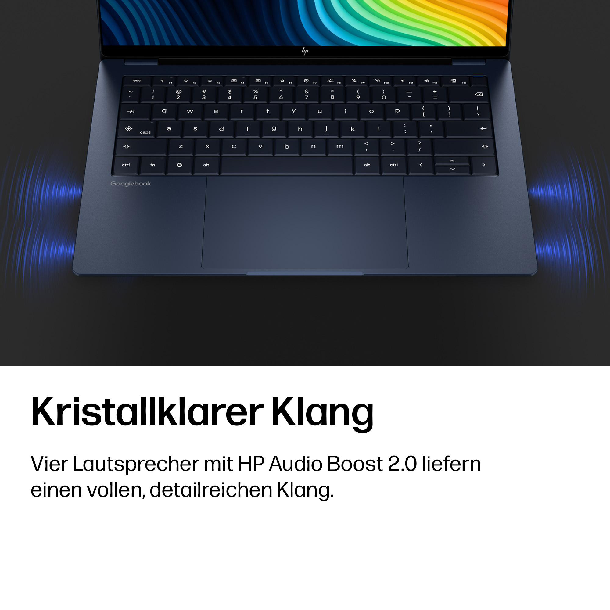 HP Googlebook 14c-cf0351ngx, OLED - 14 Zoll Snapdragon X Elite X1E-80-100 - 16 GB - 512 GB Adreno™ Onboard Graphics - Googlebook OS