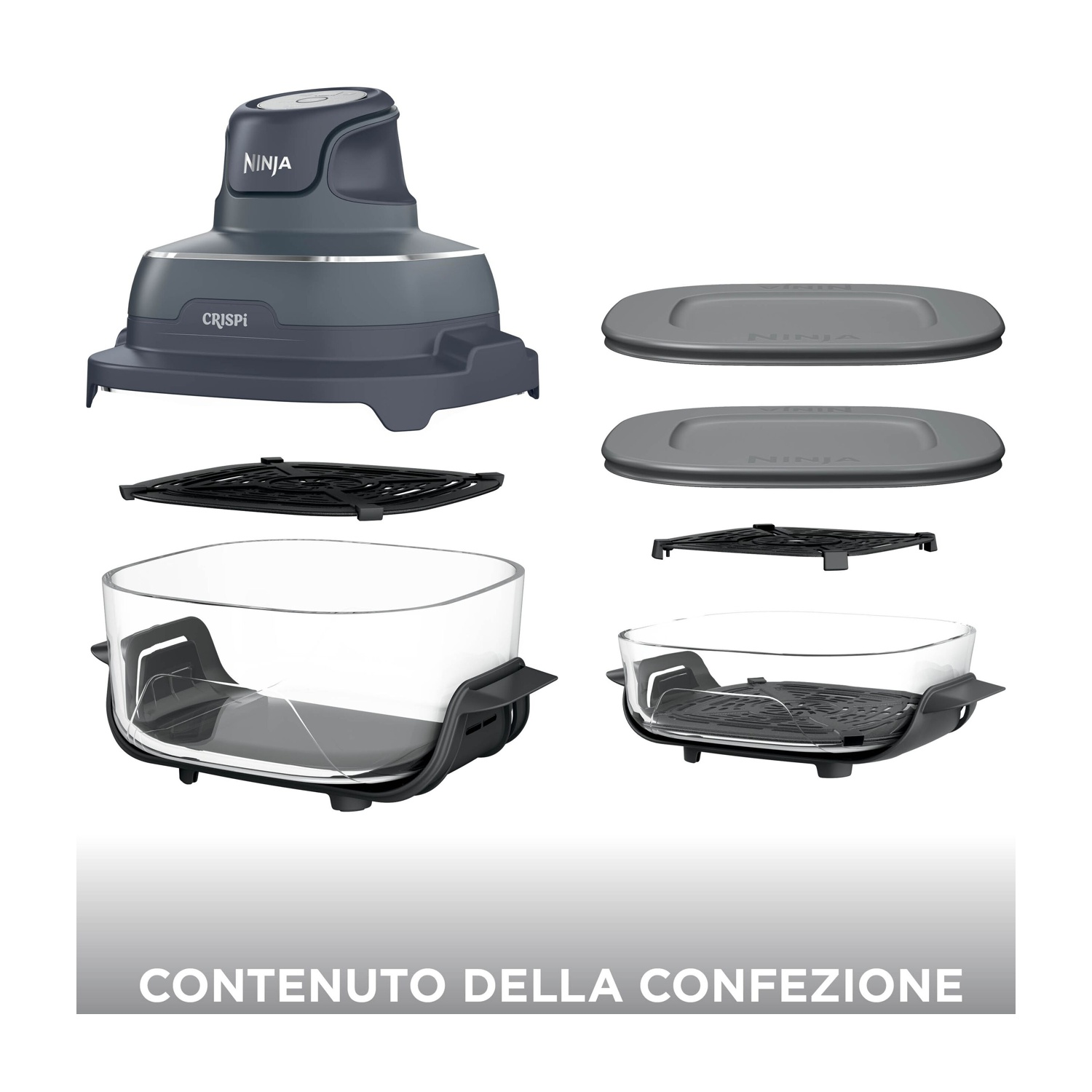 NINJA CRISPI PORTATILE 4 IN 1 FRIGGITRICE AD ARIA, capacità 3,8 l, Max potenza 1700 W, 4 programmi a 185 °C, Blu cyber