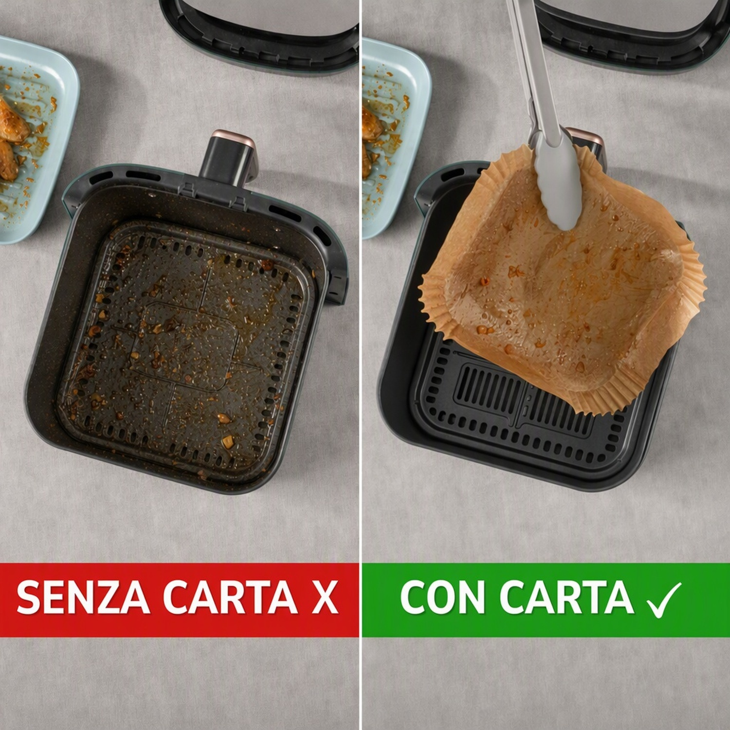 CARTA FORNO PER FRIGGITRICE AD ARIA KOENIC KAFP-2020, 20x20 cm, 100 pezzi, Monouso, Adatta a modelli 5-8 L