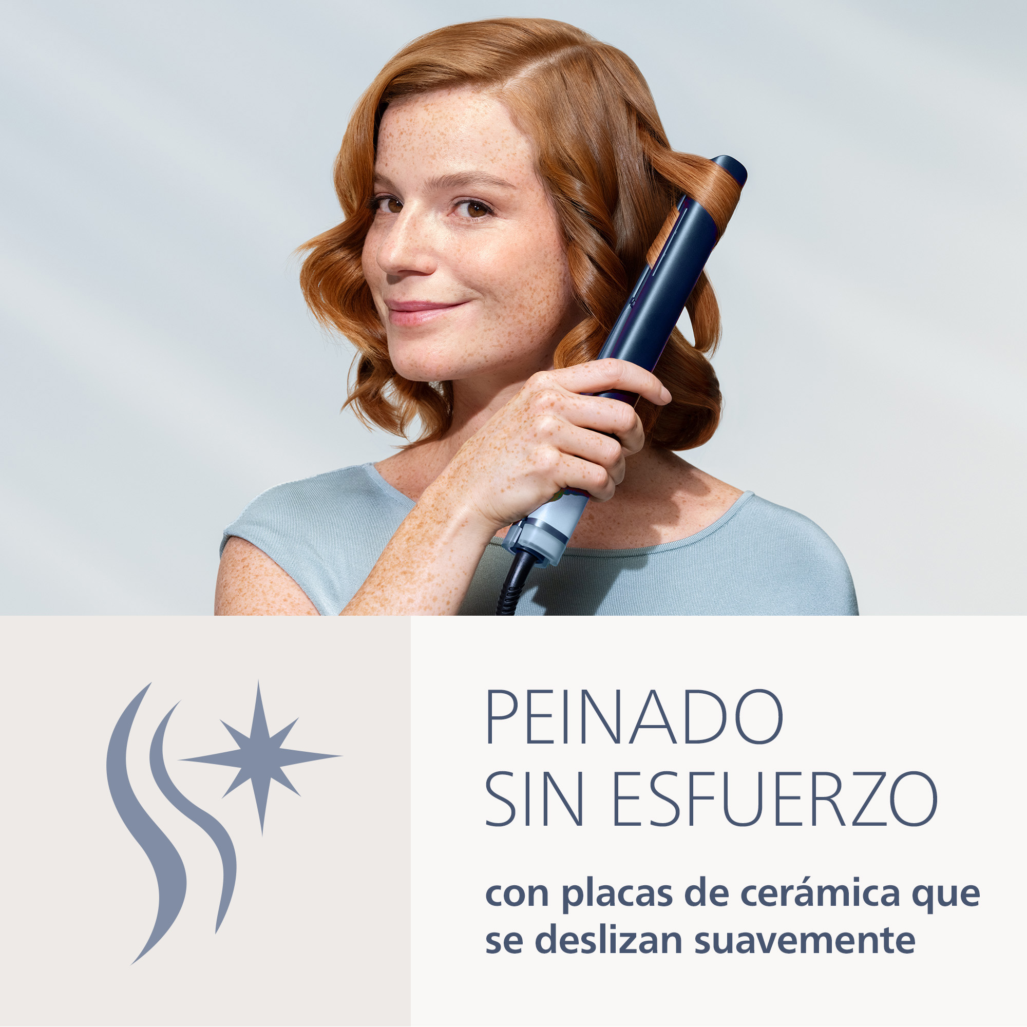 Plancha de pelo - Philips Aqua Edition 9000 BHS956/00, Aqua SenseIQ, placas cerámicas, alisa y crea ondas, iones de agua, azul oscuro